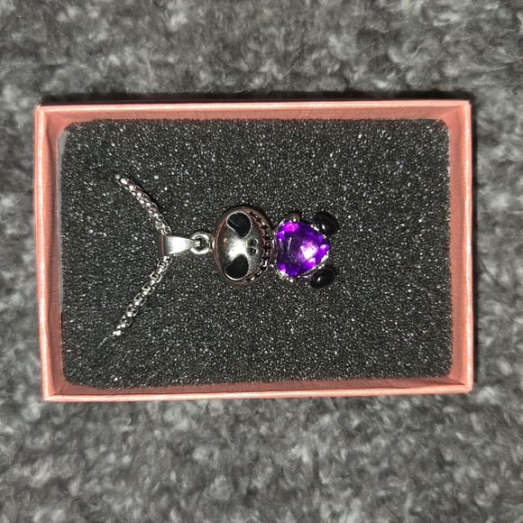 Skull Necklace with Purple Pendant - Picture 1 of 5